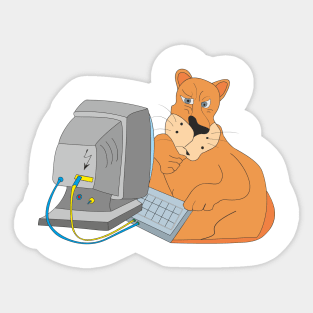 Lion at the computer Sticker